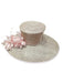 Emma B Pink Sinamay Wide Brim Flowers Semi Sheer Trim Hat Pink