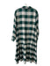 Zara Size L Green White Black Viscose Plaid Collared Button Up Long Sleeve Dress Green White Black / L