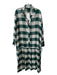 Zara Size L Green White Black Viscose Plaid Collared Button Up Long Sleeve Dress Green White Black / L