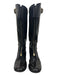 Tory Burch Shoe Size 8 Black Leather Knee High Round Toe Buckle Front Zip Boots Black / 8