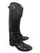 Tory Burch Shoe Size 8 Black Leather Knee High Round Toe Buckle Front Zip Boots Black / 8