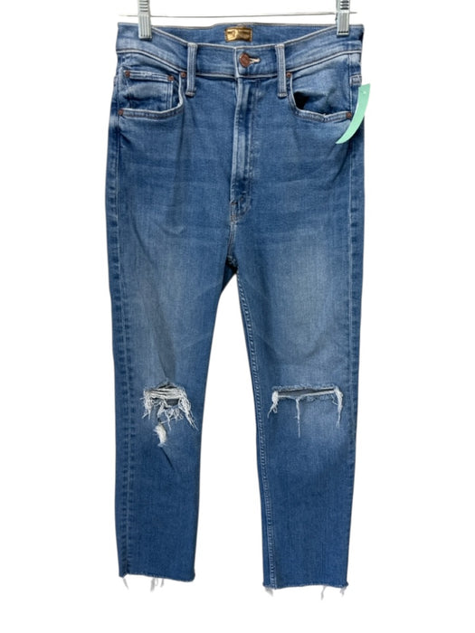 Mother Size 27 Medium Wash Cotton Distressed Zip Fly Jeans Medium Wash / 27
