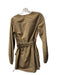 A.L.C. Size 2 Khaki Cotton Blend Long Sleeve Deep V back Belted Waist Dress Khaki / 2