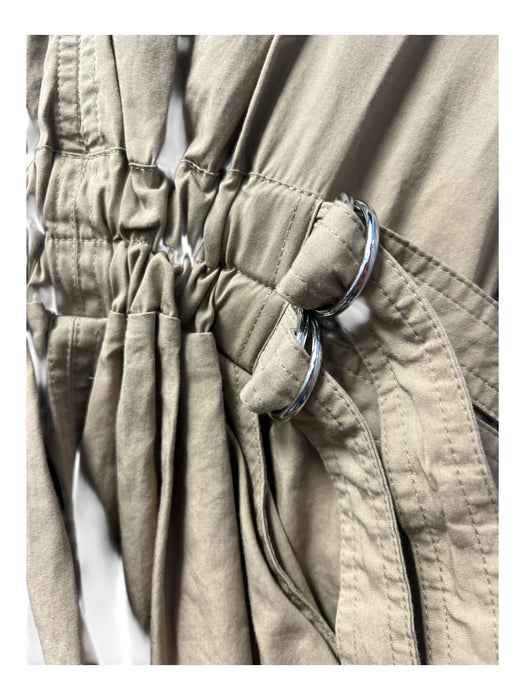 A.L.C. Size 2 Khaki Cotton Blend Long Sleeve Deep V back Belted Waist Dress Khaki / 2