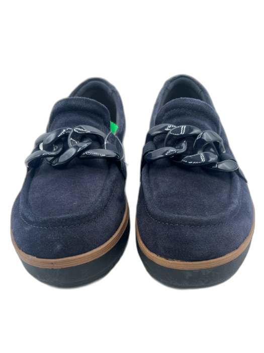 Clarks Shoe Size 7 Navy Blue & Black Suede Upper Chain Link Detail Loafers Navy Blue & Black / 7