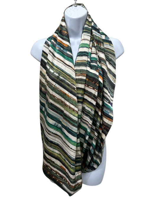 Zero + Maria Cornejo White, Green & Multi Silk Blend Abstract Print Circle scarf White, Green & Multi