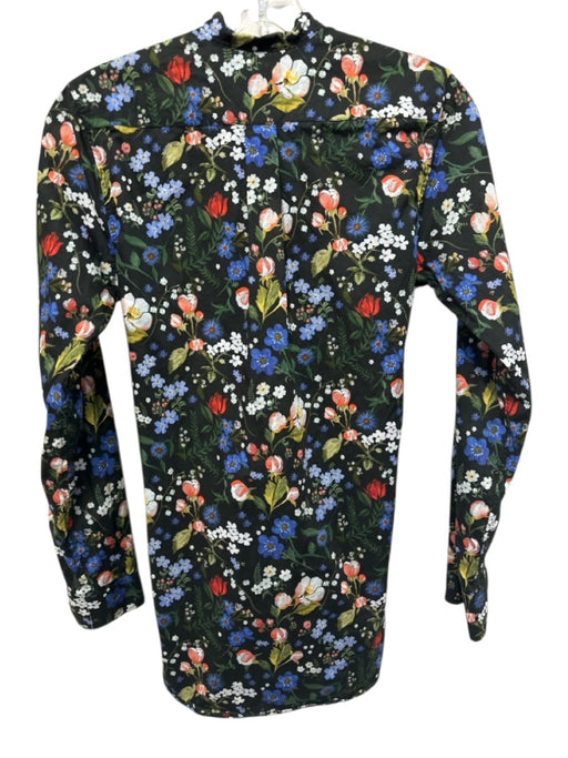 Ann Mashburn Size S Black, Blue, Multi Cotton Button Down Floral Long Sleeve Top Black, Blue, Multi / S