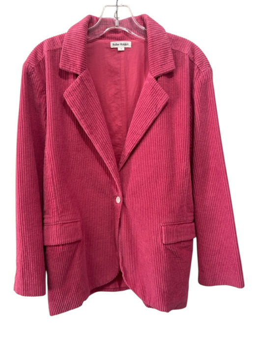 Roller Rabbit Pink Cotton Corduroy Single Breasted Blazer Jacket Pink