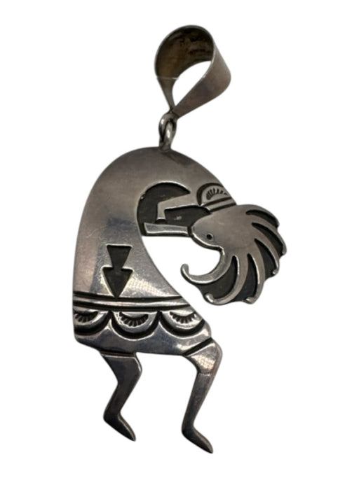 Norman Woody Silver Sterling Silver Kokopelli figure Stamped Pendant Necklace Silver