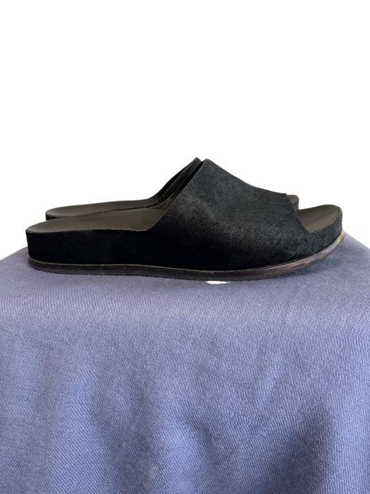 Cork-Ease Shoe Size 6 Black Calf hair open toe Slide Flat Shoes Black / 6