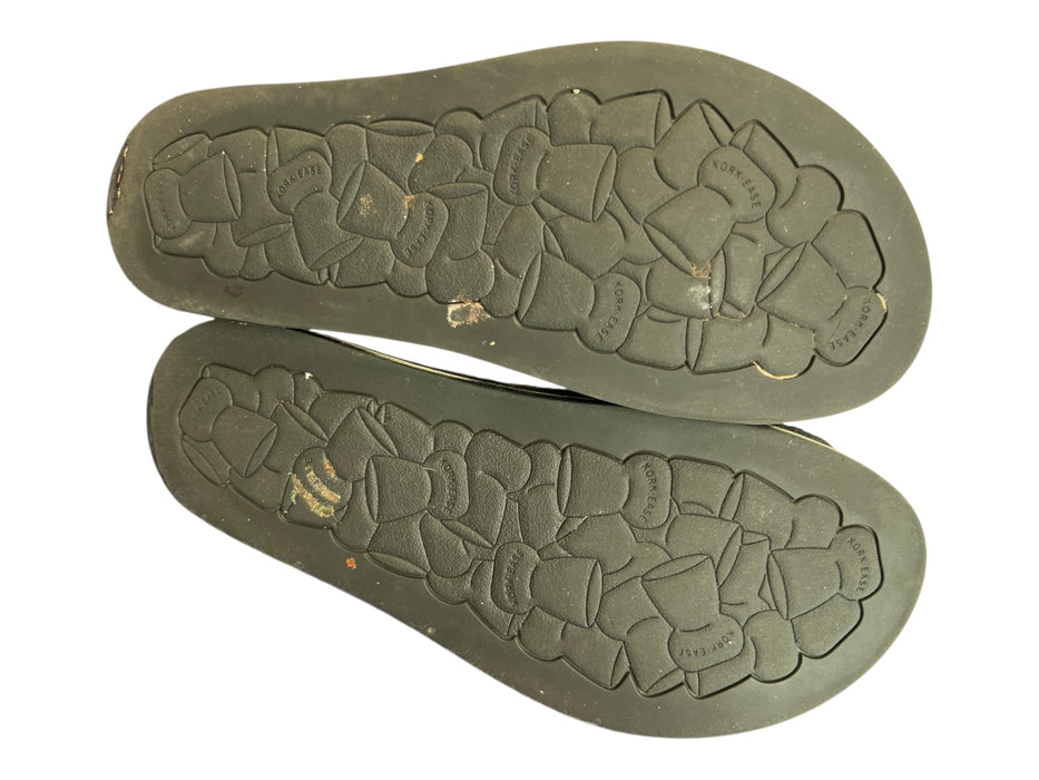 Cork-Ease Shoe Size 6 Black Calf hair open toe Slide Flat Shoes Black / 6