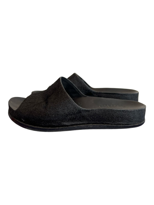 Cork-Ease Shoe Size 6 Black Calf hair open toe Slide Flat Shoes Black / 6