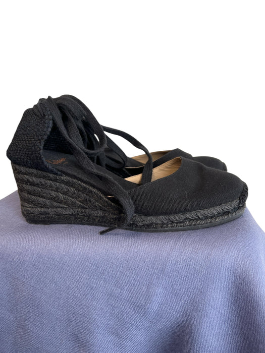 Castaner Shoe Size 36 Black Canvas Wedge Toe Cap Espadrille Ankle Wrap Shoes Black / 36