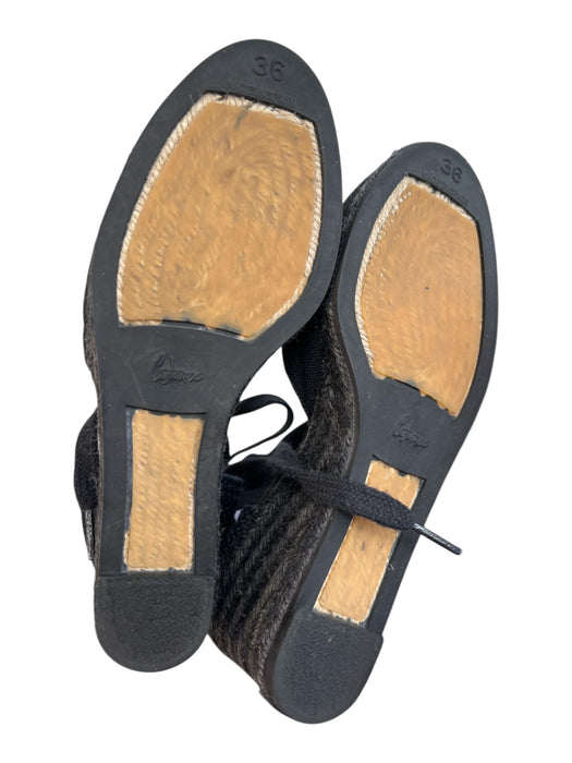 Castaner Shoe Size 36 Black Canvas Wedge Toe Cap Espadrille Ankle Wrap Shoes Black / 36