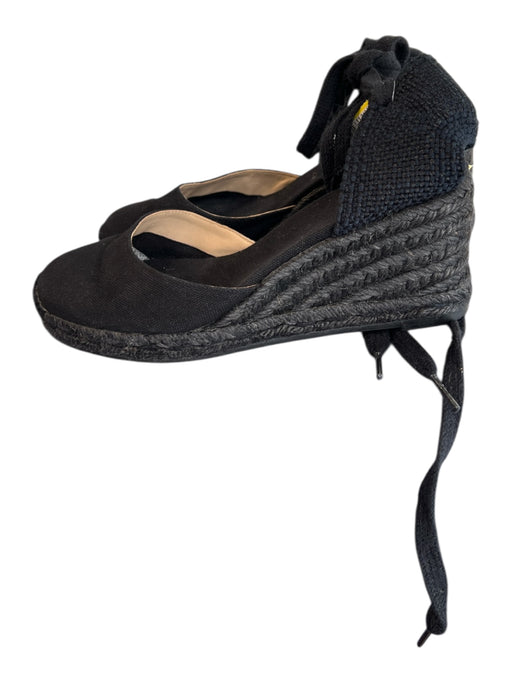 Castaner Shoe Size 36 Black Canvas Wedge Toe Cap Espadrille Ankle Wrap Shoes Black / 36