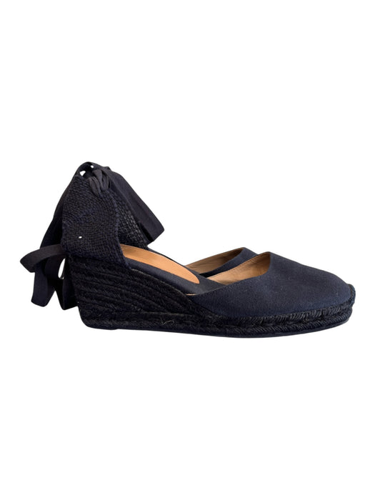 Castaner Shoe Size 37 Black Fabric Wedge Toe Cap Espadrille Ankle Wrap Shoes Black / 37