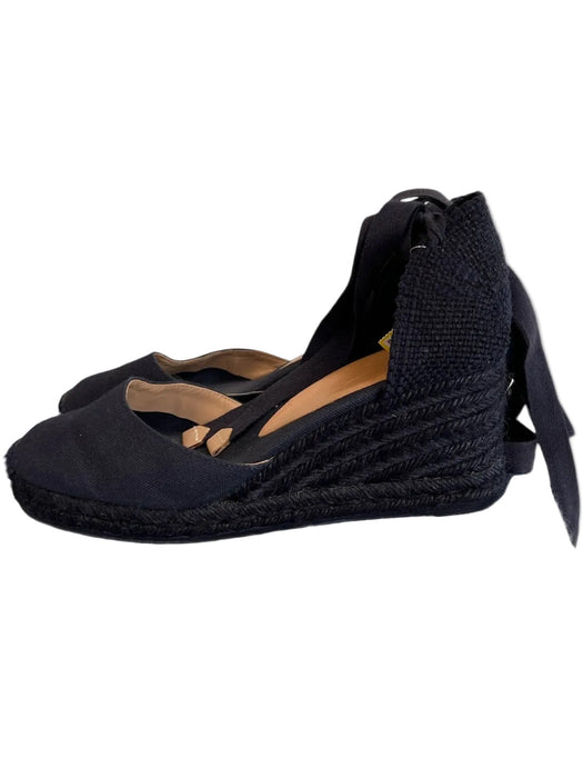 Castaner Shoe Size 37 Black Fabric Wedge Toe Cap Espadrille Ankle Wrap Shoes Black / 37