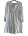 Oscar de la Renta Size M White Cotton Split V Neck Long Sleeve Lace Detail Dress White / M