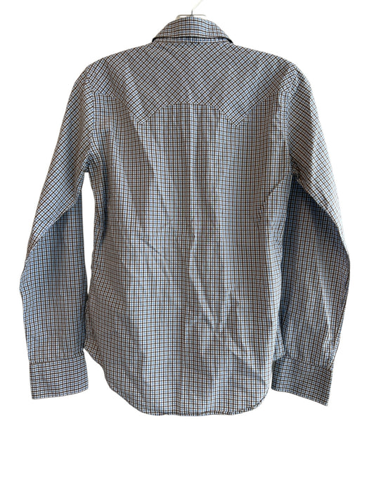 Ann Mashburn Size S Blue & Brown Cotton Plaid Collared Button Up Long Sleeve Top Blue & Brown / S