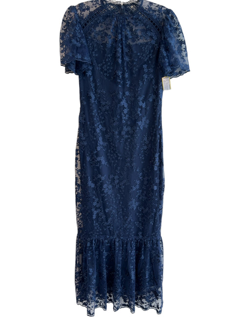 Shoshanna Midnight Size 2 Navy Polyester Round Neck Short Puff Sleeve Maxi Dress Navy / 2