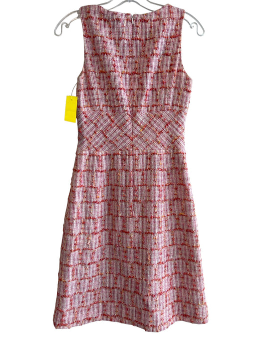 Rena Lange Size 4 Pink Cotton Blend Round Neck Sleeveless Tweed Back Zip Dress Pink / 4