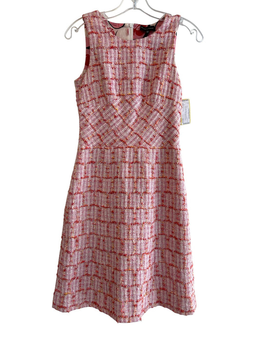 Rena Lange Size 4 Pink Cotton Blend Round Neck Sleeveless Tweed Back Zip Dress Pink / 4
