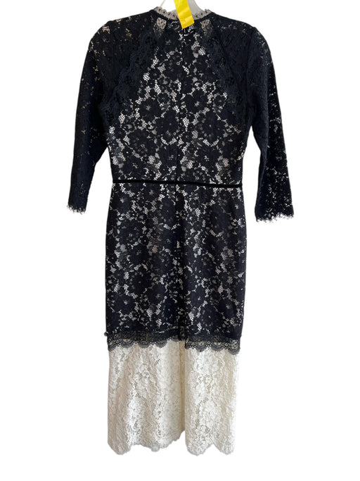 Alexis Size Est S Black & White Cotton Blend Round Neck Long Sleeve Dress Black & White / Est S