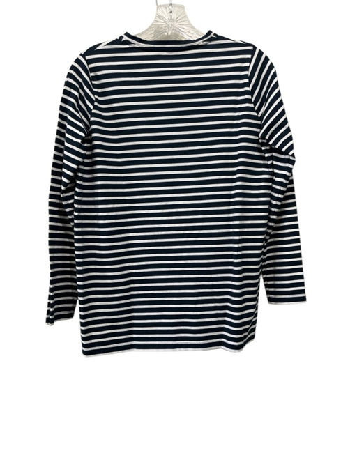 Ann Mashburn Size XS Navy Blue & White Cotton Long Sleeve Horizontal Stripe Top Navy Blue & White / XS