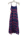 Banjanan Size XS Dark Blue & Pink Cotton Spaghetti Strap Floral Print Midi Dress Dark Blue & Pink / XS
