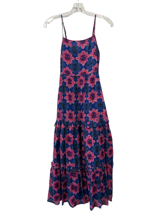Banjanan Size XS Dark Blue & Pink Cotton Spaghetti Strap Floral Print Midi Dress Dark Blue & Pink / XS