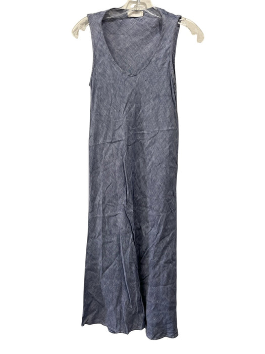 CP Shades Size S Blue Linen Sleeveless V Neck Tent Style Midi Dress Blue / S