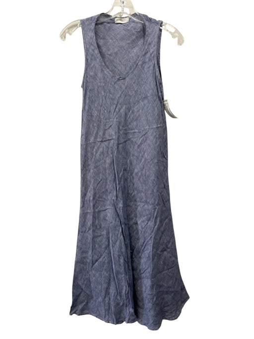 CP Shades Size S Blue Linen Sleeveless V Neck Tent Style Midi Dress Blue / S