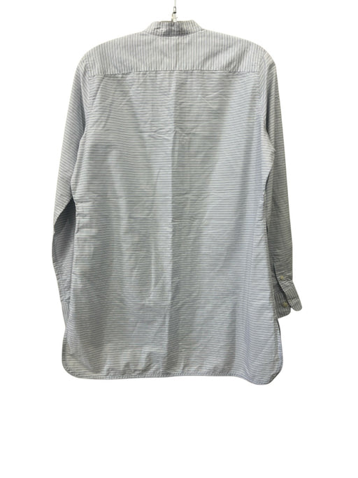 Ann Mashburn Size M Blue & White Cotton Long Sleeve Stripe 1/4 Button Top Blue & White / M