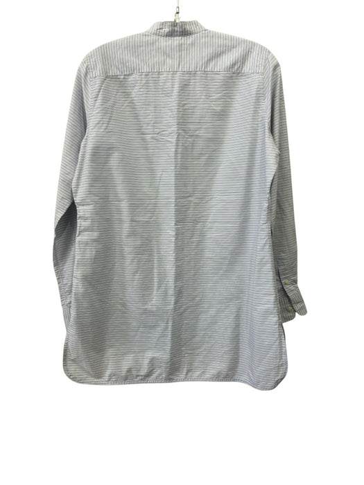 Ann Mashburn Size M Blue & White Cotton Long Sleeve Stripe 1/4 Button Top Blue & White / M