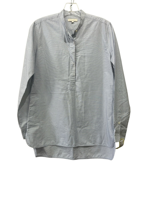 Ann Mashburn Size M Blue & White Cotton Long Sleeve Stripe 1/4 Button Top Blue & White / M