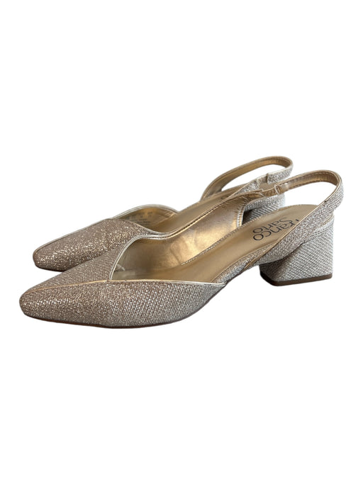 Franco Sarto Shoe Size 6 Champagne Fabric Slingbacks Block Heel Evening Shoes Champagne / 6