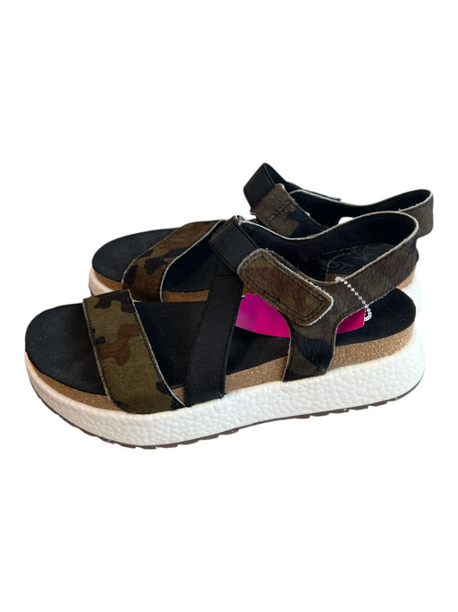 OTBT Shoe Size est 6 Green, Brown & Black Calf hair Camo Open Toe & Heel Shoes Green, Brown & Black / est 6