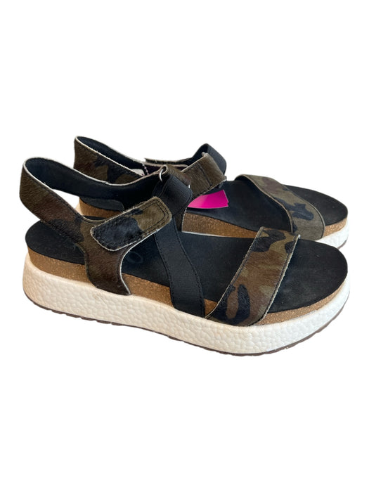 OTBT Shoe Size est 6 Green, Brown & Black Calf hair Camo Open Toe & Heel Shoes Green, Brown & Black / est 6