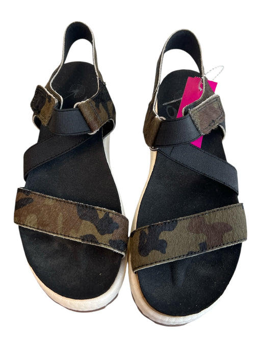OTBT Shoe Size est 6 Green, Brown & Black Calf hair Camo Open Toe & Heel Shoes Green, Brown & Black / est 6