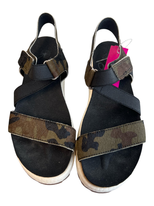 OTBT Shoe Size est 6 Green, Brown & Black Calf hair Camo Open Toe & Heel Shoes Green, Brown & Black / est 6