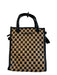 MZ Wallace Black & Tan Woven Tote Bag 2 Handles Checkered Bag Black & Tan / Mini