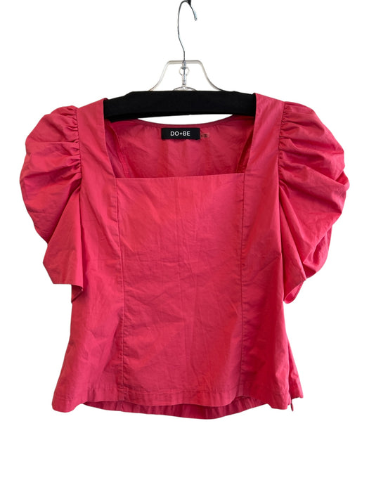 Do & Be Size Small Salmon Cotton Side Zip Square Texture Half Puff Sleeves Top Salmon / Small