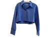 Reformation Size Small Blue Cotton Long Sleeve Collared Button Down Cropped Top Blue / Small