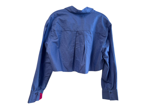 Reformation Size Small Blue Cotton Long Sleeve Collared Button Down Cropped Top Blue / Small