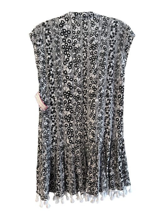 Poupette St. Barth Size XS Black & White Viscose Sleeveless All Over Print Dress Black & White / XS