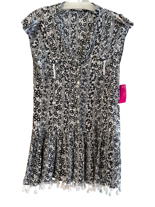 Poupette St. Barth Size XS Black & White Viscose Sleeveless All Over Print Dress Black & White / XS