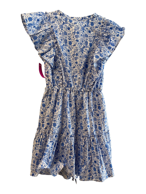 Sugarlips Size Small Blue & White Cotton Floral lined Elastic Waist Belt Dress Blue & White / Small