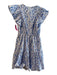 Sugarlips Size Small Blue & White Cotton Floral lined Elastic Waist Belt Dress Blue & White / Small
