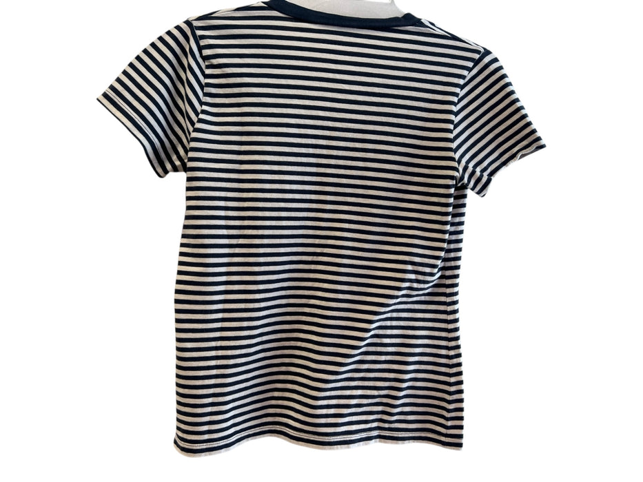 Ann Mashburn Size Small Navy & white Cotton Striped Short Sleeve V Neck Top Navy & white / Small
