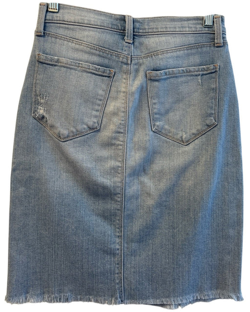 L'agence Size 24 Light Denim Cotton 5 Pocket Zip Fly Frayed Hem Skirt Light Denim / 24